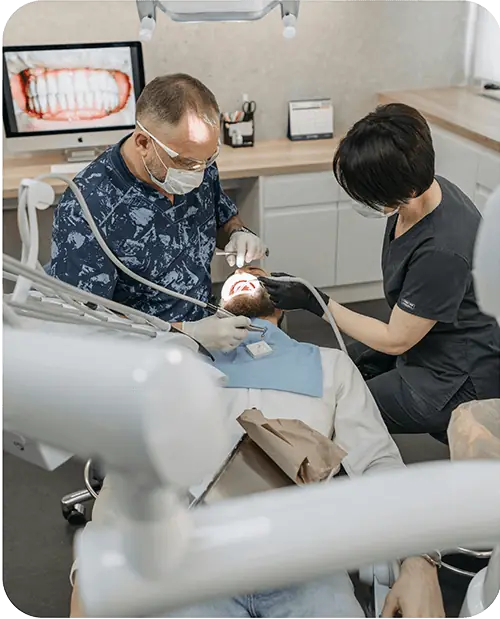 A patient having a dental check up